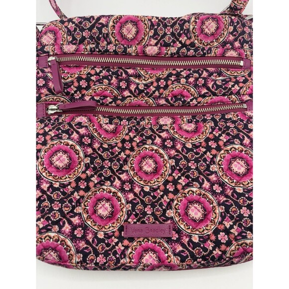 Vera Bradley Iconic Triple Zip Hipster Crossbody Bag Purse Raspberry Medallion - Picture 3 of 16